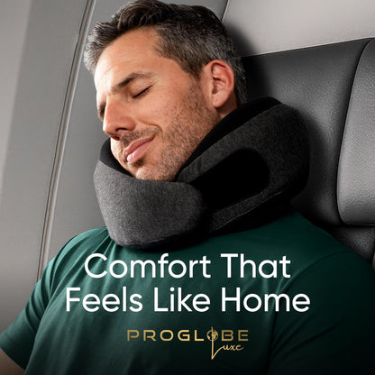 Proglobe Travel Neck Pillow for Airplanes, Long Haul Flight Kit, Grey
