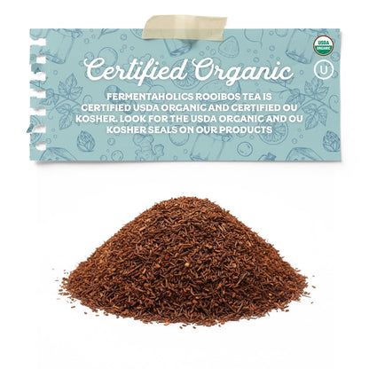 Fermentaholics Rooibos Tea – 4 oz – USDA Certified Organic Loose Leaf – Naturally Caffeine-Free – Great for Kombucha Brewing, Hot or iced tea