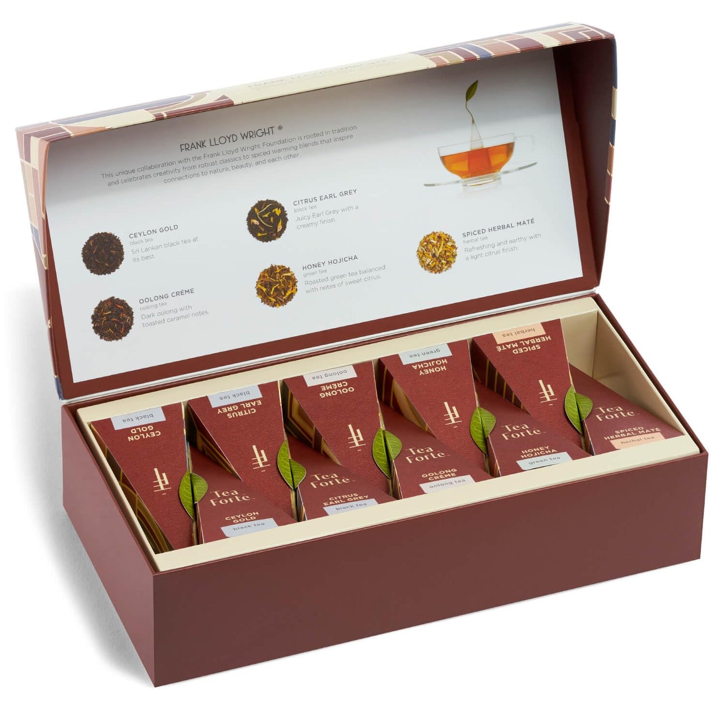 Tea Forte Premium Petite Presentation Box Gift Set Sampler, 10 Count, 2 of Each Blend Individually Wrapped Handcrafted Pyramid Infuser Bags, Demoiselle Tea