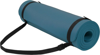 Fitvids Yoga Mat, 1/2-Inch Extra Thick High Density Exercise Mat, Anti-Tear Exercise Yoga Mat with Carrying Strap, Suitable for Various Yoga Exercises