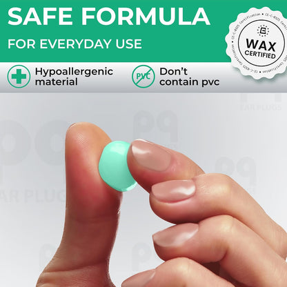 Peace&Quiet | PQ Wax Ear Plugs for Sleeping, Swimming - Soft Noise Cancelling Silicone Gel Wax Earplugs for Sleep and Swimmers, Sound Blocking Level of 32 Db, Color: Blue