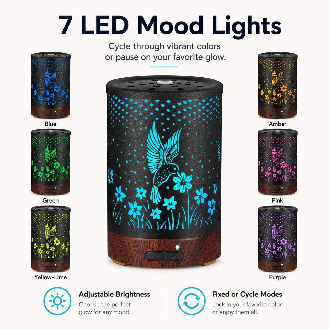 Essential Oil Diffuser, Ultrasonic Diffuser for Essential Oil, Cool Mist Humidifier Aromatherapy Diffuser with 7 Color Lighting Changing Modes, Waterless Auto Shut-Off for Home（Flower Fairy）