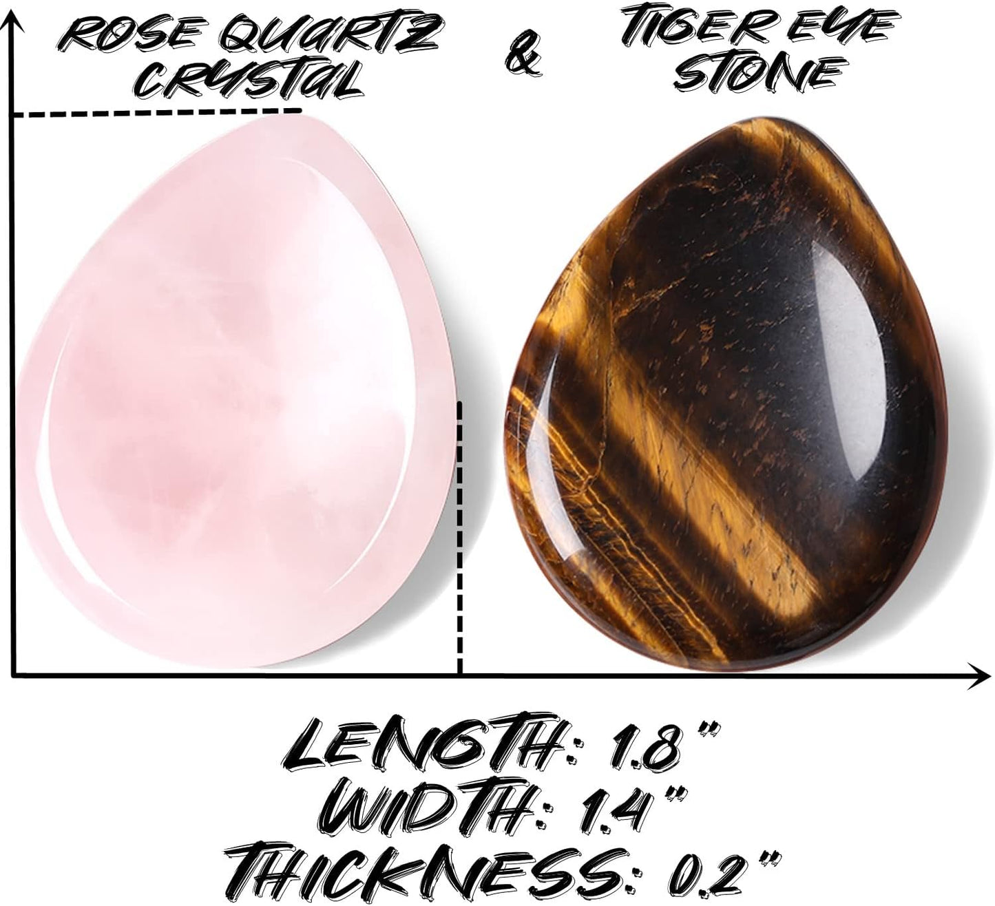 2PCS Worry Stone for Anxiety Tigers Eye Amethyst Healing Crystals Hand Thumb Stones Pocket Gemstones Meditation Accessories Oval Crystal Natural Relax Palm Stone Anxiety Relief Items Stocking Stuffers