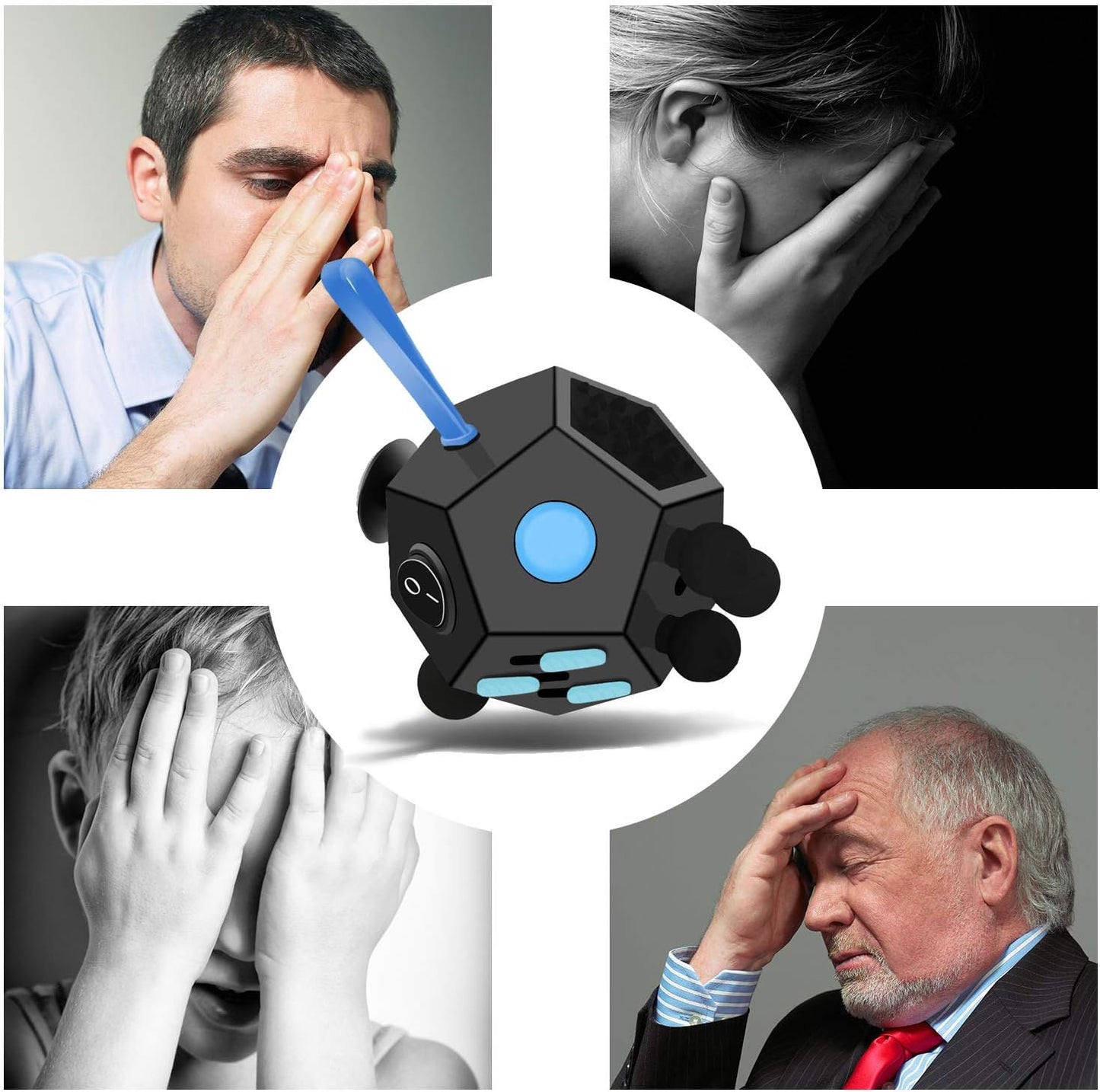 Fidget Dodecagon-12 Sided Fidget Toy Stress Relief Cube for Children and Adults, Silent Compact Classroom Gifts Stocking Stuffers for Teen Boys, Kids(B3 Blue Sky)