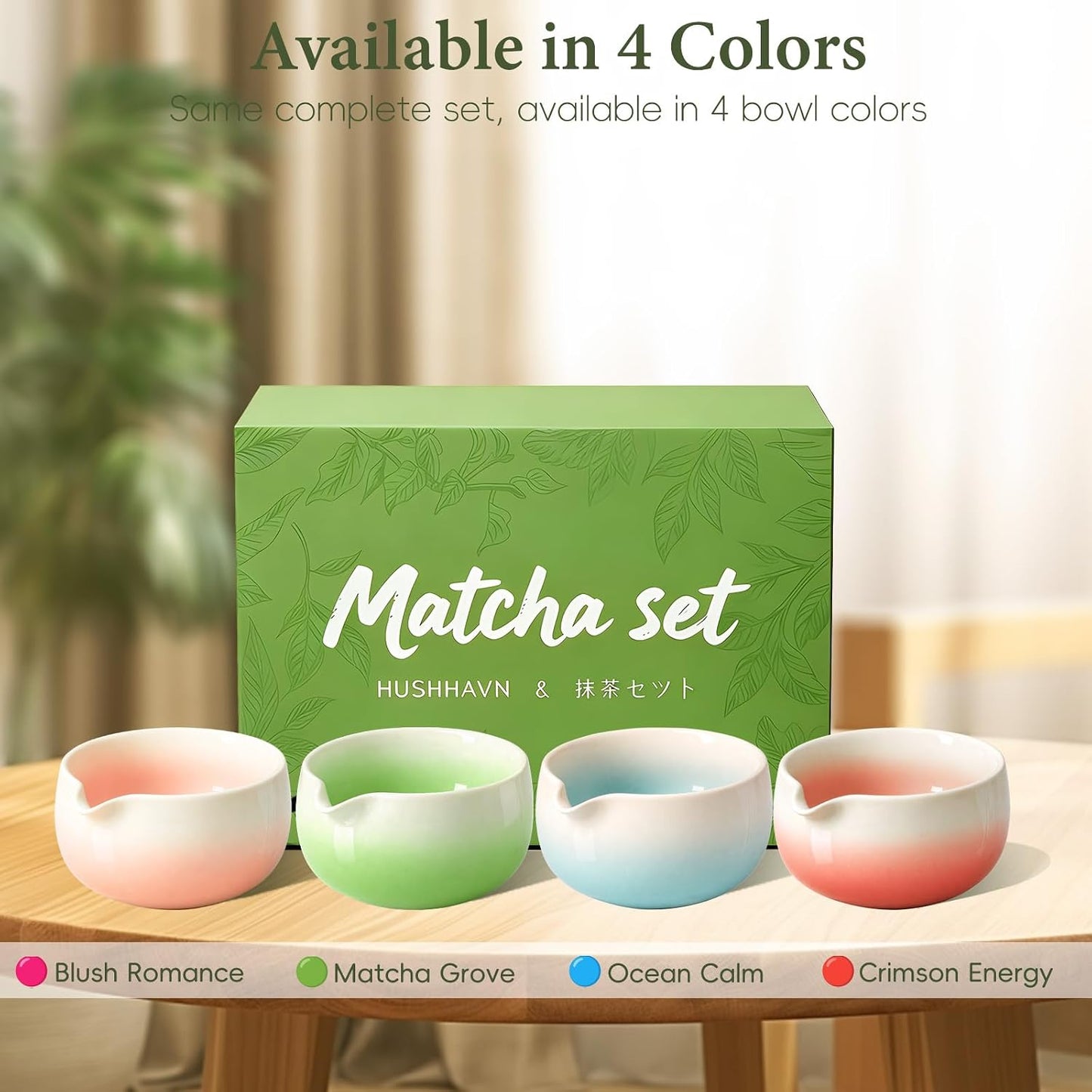 Matcha Whisk Set, Ceramic Matcha Set Includes Bowl & Holder, Bamboo Whisk (Chasen), Scoop, Spoon and Sifter, 6PCS Matcha Kit Covers Everything Needed for Making Matcha (Green)