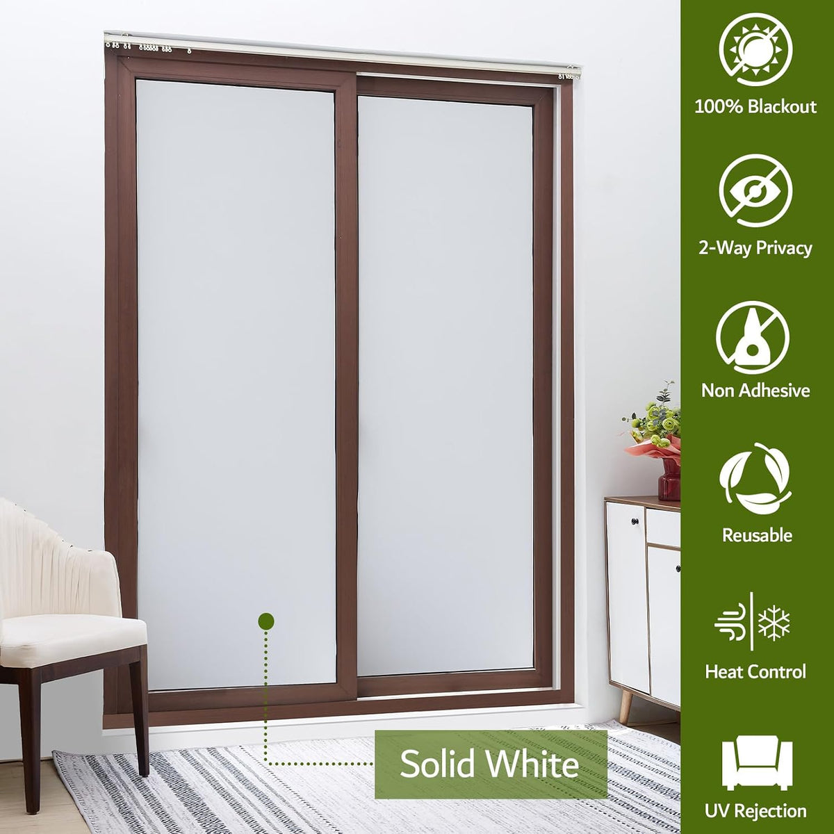 VELIMAX Static Cling Total Blackout Window Film Privacy Room Darkening Window Tint Black Window Cover 100% Light Blocking No Glue (17.7 x 78.7 inches)