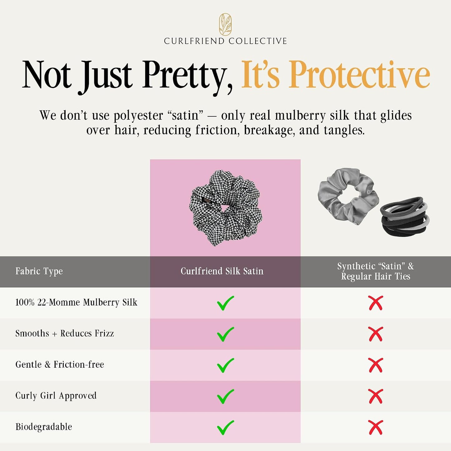 Silk Scrunchies for Women Ponytail Holders – Oversized Mulberry Silk Scrunchies – Extra Large No Damage Hair Ties for Curly, Thick, and Thin - Hair Accessories for Women – Black, XL By Curlfriend
