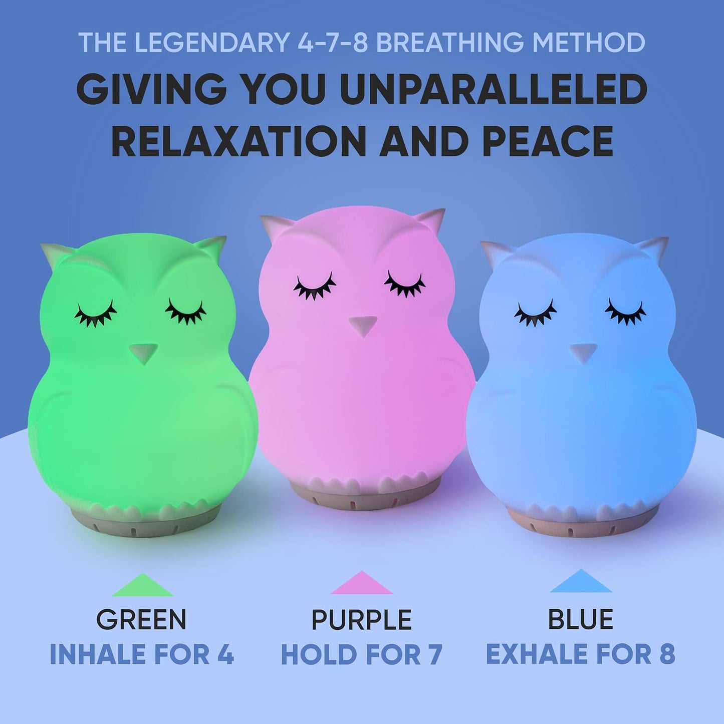 Rainlax Mindfulness Breathing Owl, 4-7-8 Guided Visual Meditation Light