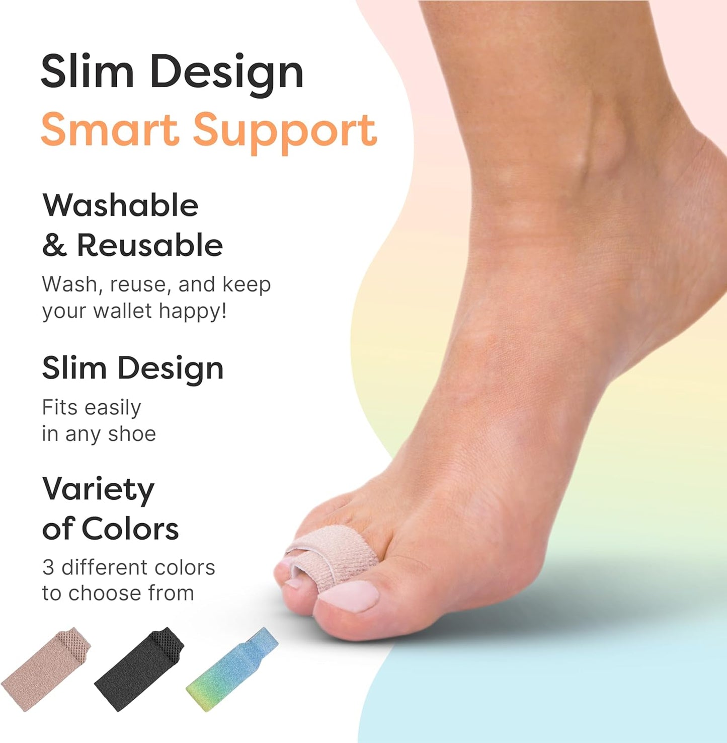 ZenToes Hammer Toe Corrector for Women & Men - Reusable Fabric Buddy Wraps for Broken Toes - Cushioned Toe Splint for Protection & Recovery & Hammertoe Straightener - 4 Count (OSFM, Beige)