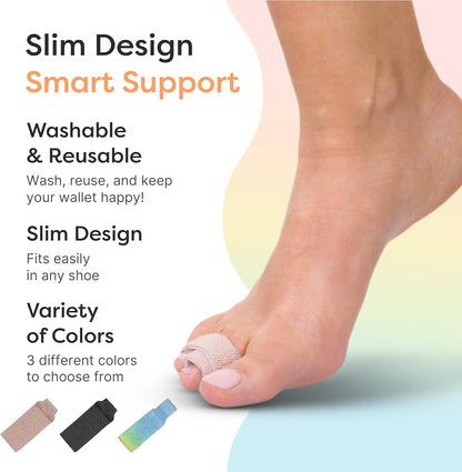 ZenToes Hammer Toe Corrector for Women & Men - Reusable Fabric Buddy Wraps for Broken Toes - Cushioned Toe Splint for Protection & Recovery & Hammertoe Straightener - 4 Count (OSFM, Beige)