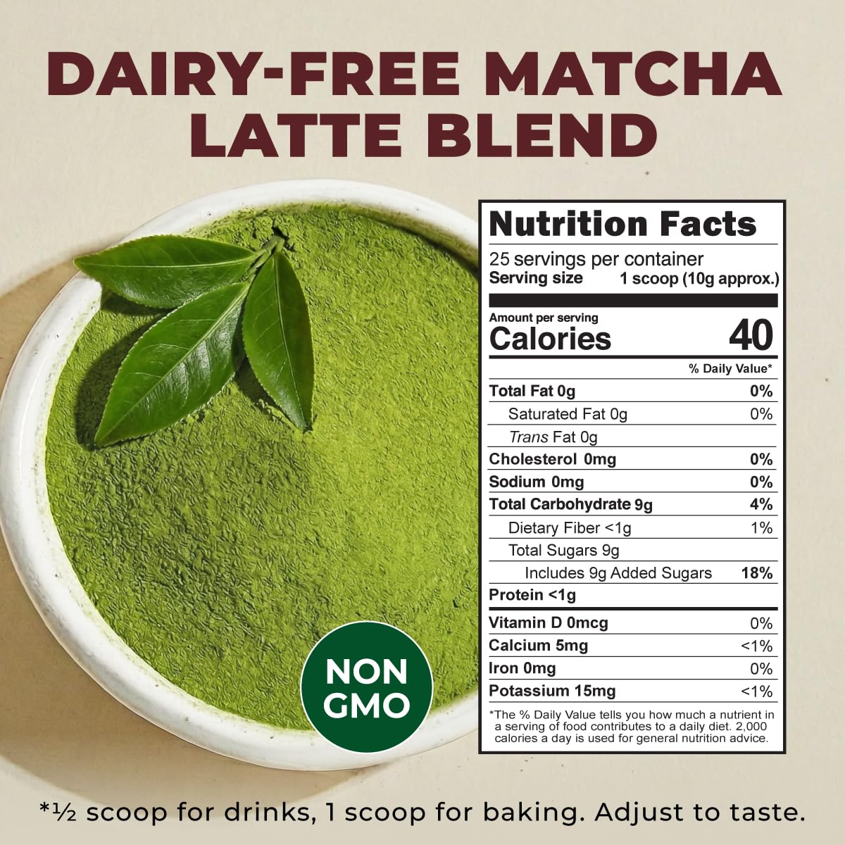 Matcha Latte Powder 0.55 LB (25 Servings) - Pure Dried Superfood, Easy Mix, Sugar Free - Antioxidant Rich for Smoothies, Baking & Drinks - Non-GMO Gluten-Free | Gya Tea Co