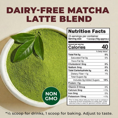 Matcha Latte Powder 0.55 LB (25 Servings) - Pure Dried Superfood, Easy Mix, Sugar Free - Antioxidant Rich for Smoothies, Baking & Drinks - Non-GMO Gluten-Free | Gya Tea Co