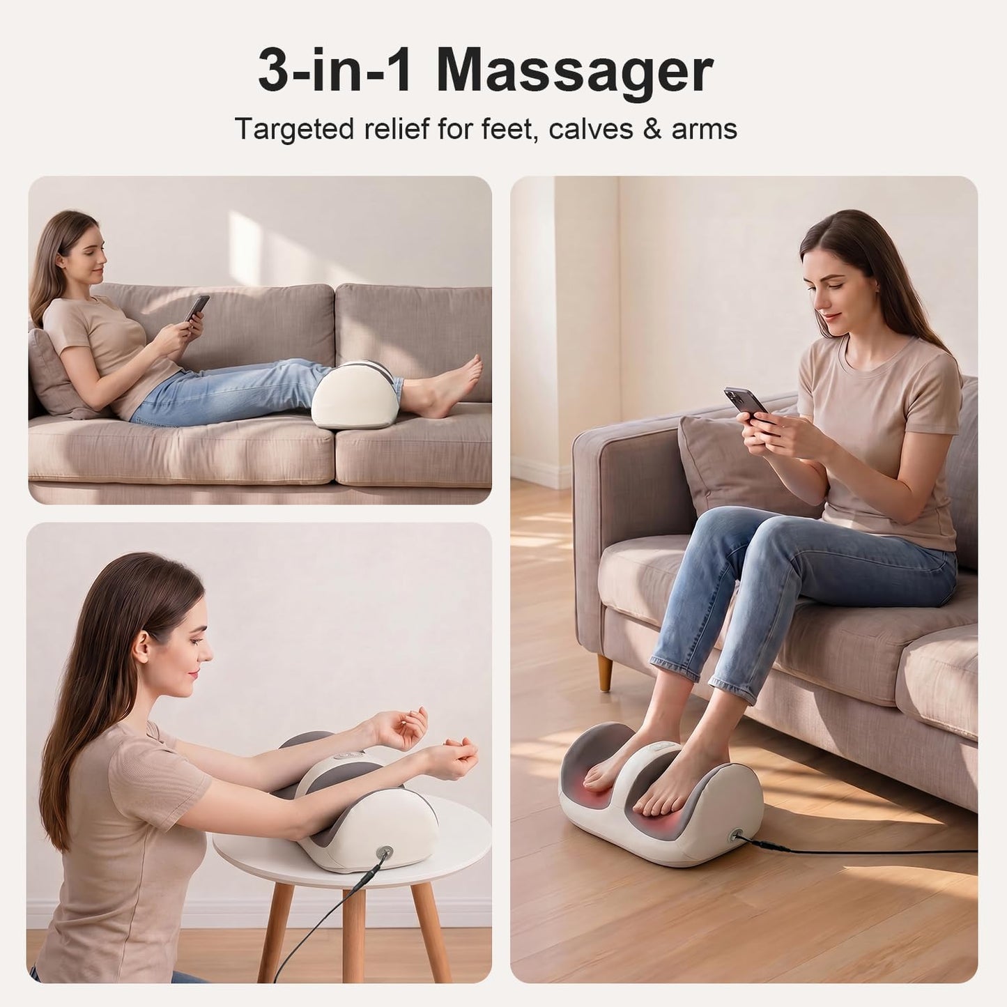 Nekteck Foot Massager with Heat & Foot Roller, Shiatsu Calf Leg Massager for Circulation and Neuropathy Pain Relief for Feet Care Home Office Gadgets Relaxing Massage Tools Gifts for Women Men Mom Dad