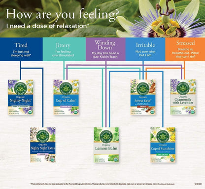 Traditional Medicinals Organic Nighty Night with Passionflower Herbal Tea, Promotes a Good Night’s Sleep, (Pack of 2) - 16 Tea Bags