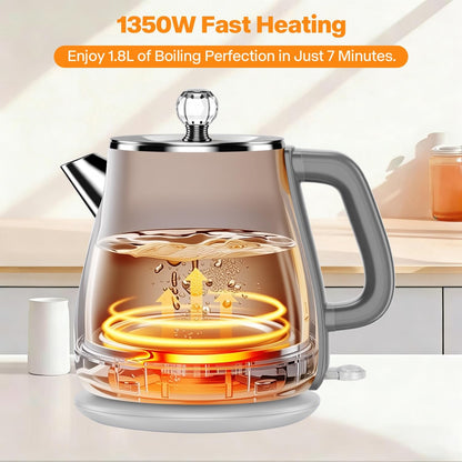 1.8L Electric Kettle, Tea Kettle with Fast Boil 1350W, Pearl White