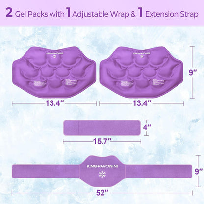 KingPavonini Extra Large Ice Pack for Back Pain Relief with Extension Strap, 2 Pack Reusable Lower Back Gel Ice Pack Wrap for Lumbar Surgery, Sciatica, Herniated Disc, Coccyx Pain, Cold/Hot Therapy