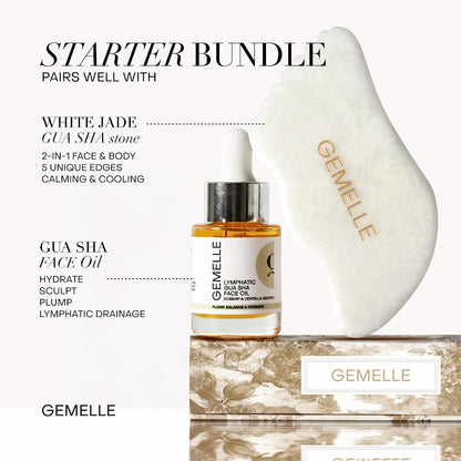GEMELLE Lymphatic Gua Sha Face Oil | 10x Award Winner | Vitamin C,E & A | Detox, Plump, Sculpt, Hydrate | High-Altitude Rosehip | Natural Botanical for Gua Sha Facial Tools, Lymphatic Drainage - 15ml