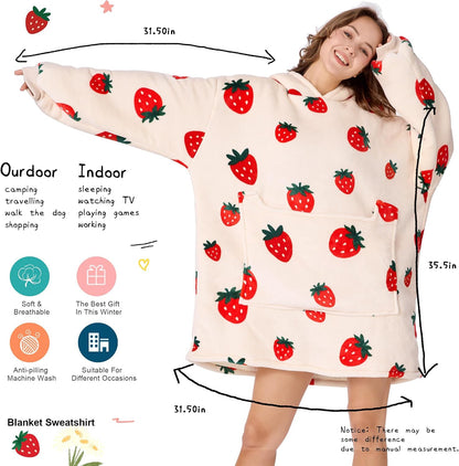 Aemilas Wearable Blanket Hoodie - Warm Sherpa Blanket Sweatshirt as Gifts for Adult Women Mom Men, One Size Fits All