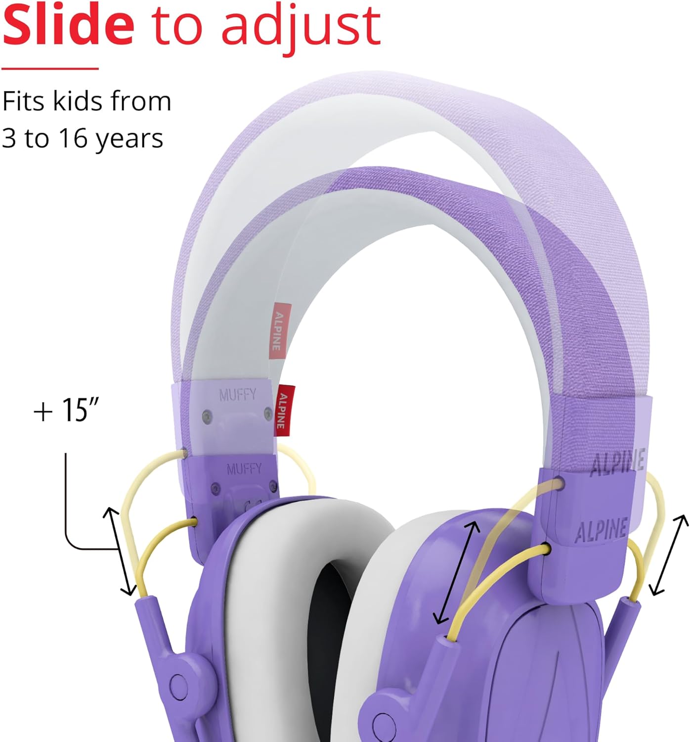 Alpine Muffy Kids - Hearing Protection - CE & ANSI Certified - Adjustable for Ages 3-16 years - Noise Cancelling Headphones - 25dB Sound Reduction Ideal for Protection and Concentration Aid – Black