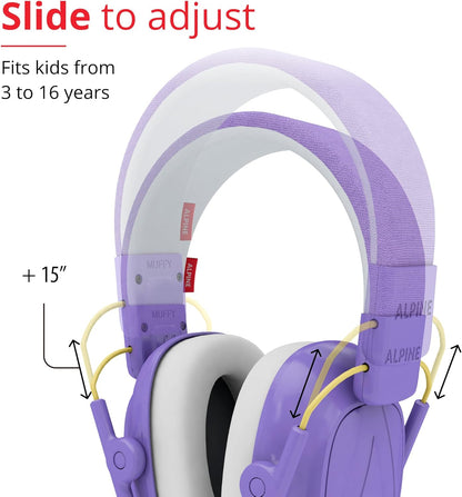 Alpine Muffy Kids - Hearing Protection - CE & ANSI Certified - Adjustable for Ages 3-16 years - Noise Cancelling Headphones - 25dB Sound Reduction Ideal for Protection and Concentration Aid – Black