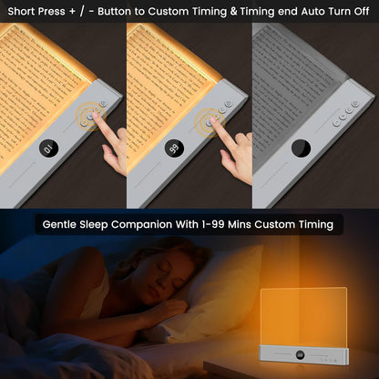 easuntec Book Light, Rechargeable Reading Light with Eye Protection - 3 Color Temps Timer Dimmable, Book Lights for Reading at Night, Flat Book Lights Gifts for Book Lovers Students Readers (Black)