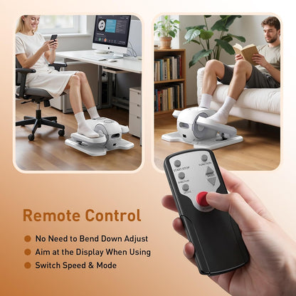 Under Desk Elliptical Exercise Machine, Elliptical Leg Exerciser as Seen on TV, 12 Speeds Leg Exerciser While Sitting for Seniors, Electric Seated Foot Pedal Exerciser for Home Gift for Women