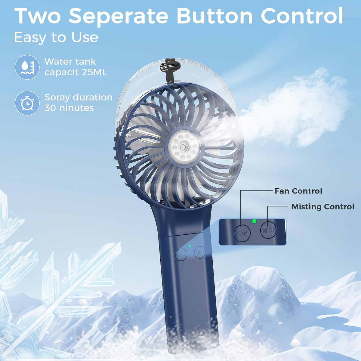 Portable Handheld Misting Fan, Nano-Mist Humidifier for Skincare & Makeup, 180° Foldable Desk Fan, Rechargeable Water Spray Fan for Disney Beach Cruise Essentials, Summer Gifts for Women Man Girls