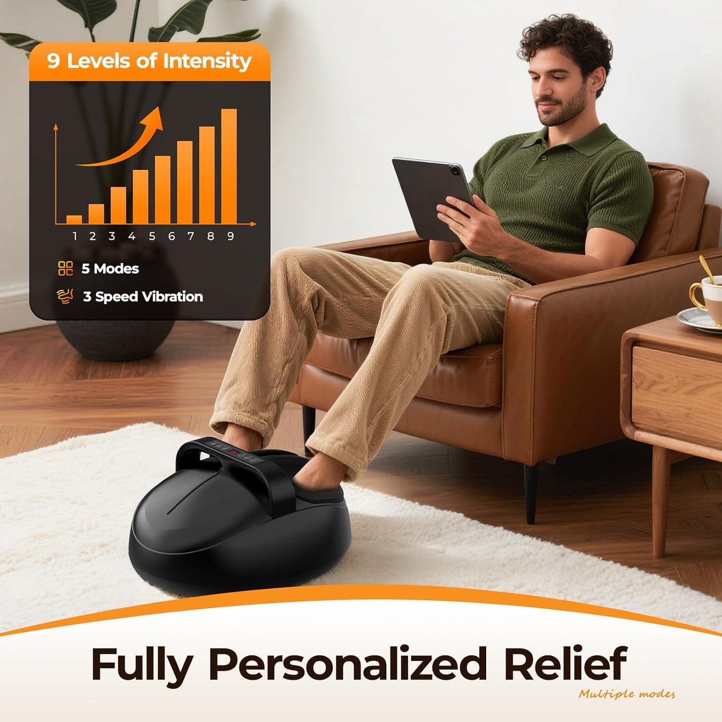 Foot Massager with Heat, 4 Modes & Vibration & Compression & Rolling for Feet Toes Relief, Electric Shiatsu Foot Massager with Remote, Fits Up to Men's Size 13, Gift for Women Men Father's Day