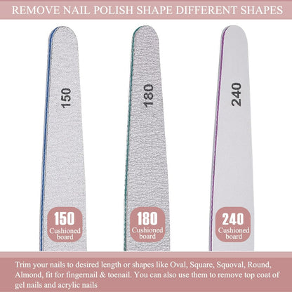 6pcs Nail File Nail Buffers for Natural Nails, Emery Boards for Nails, Nail Buffer and Shine Kit Nail Filer, Nail Buffer Block 100/180 Grit Nail Files Fingernail Files
