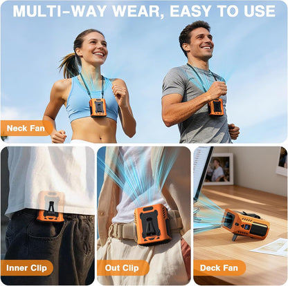 Waist Fan, 4-in-1 Hands-Free Belt Fan, Portable, 1OOOOmAh Up to 24H