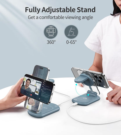 Mukiya 3 in 1 Magnetic Wireless Charging Station for Apple Devices