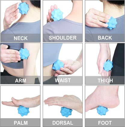 Small Spiky Massage Ball Trigger Point Massage Tool. Solid Bumpy Massager Balls for Deep Tissue Myofascial Release Hand Foot Plantar Fasciitis Pain Relief Knots Acupoint Yoga Fitness. 2.2×2.1in (Blue)
