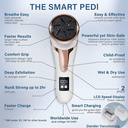 Electric Callus Remover for Feet with Vacuum, Professional Pedicure Tools Kit, Rechargeable Waterproof Foot File for Foot Care Deadskin Remover with 3Heads&2Speed,LCD Display