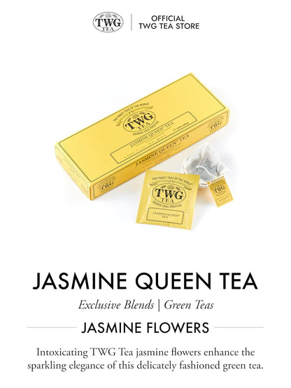 TWG Tea | Jasmine Queen Tea | Green Tea | Jasmine Flowers | 15 Hand Sewn Cotton Teabags | Gift Set