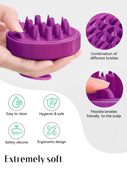 HEETA Hair Scalp Massager for Hair Growth, Shampoo Brush, Scalp Scrubber Exfoliator with Soft Silicone Bristles for Dandruff Removal to Relieve Stress, Wet Dry Use Updated Material, Beige