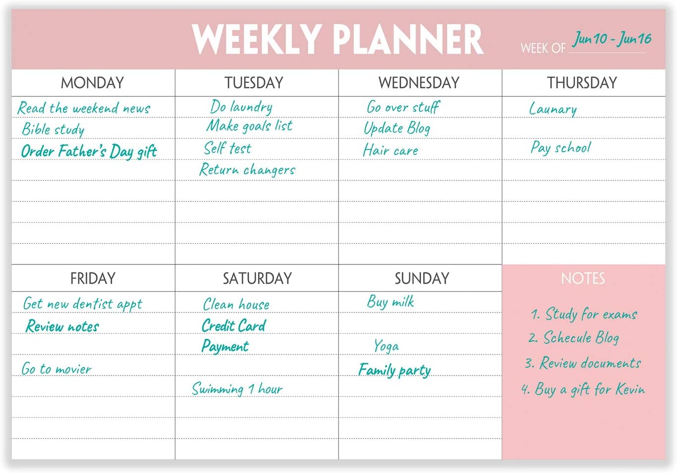 Weekly Planner Notepad - Tear Off Planning Pad with Daily Schedule & Calendar, 52 Sheets, 100gsm Paper, Undated Weekly To Do List Notepad, 10x7 in