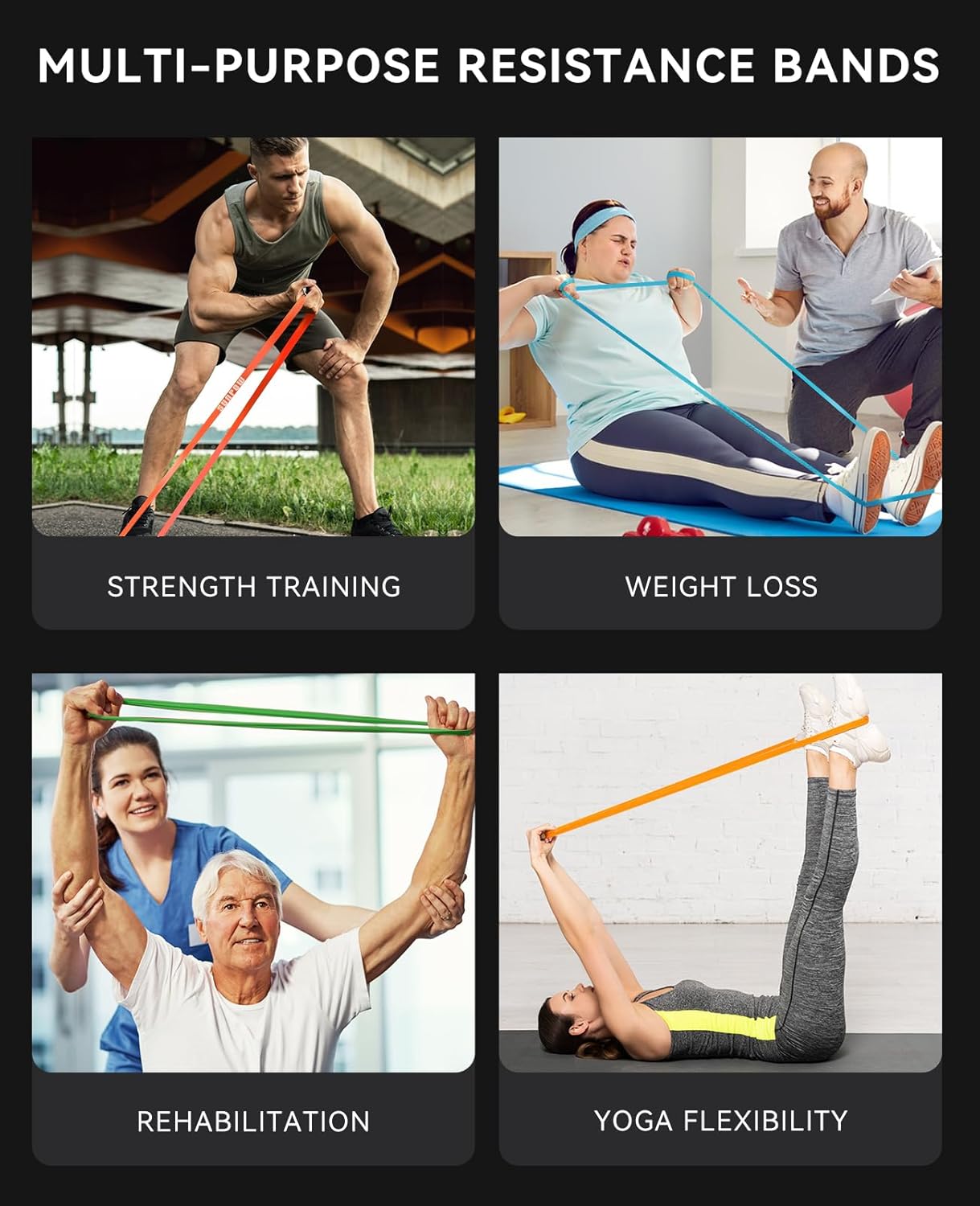 SUNPOW Pull Up Assistance Bands, Set of 5 Heavy Duty Resistance Bands for Men & Women, Natural Latex Exercise Bands for Pull-Up Progression, Home Workout, Strength Training, Mobility & Stretching