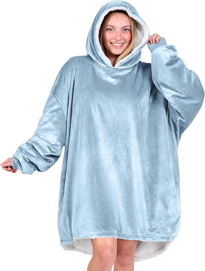 Bare Home Wearable Blanket Hoodie - Soft Plush Sherpa - Warm and Cozy - Oversized Wearable Blanket