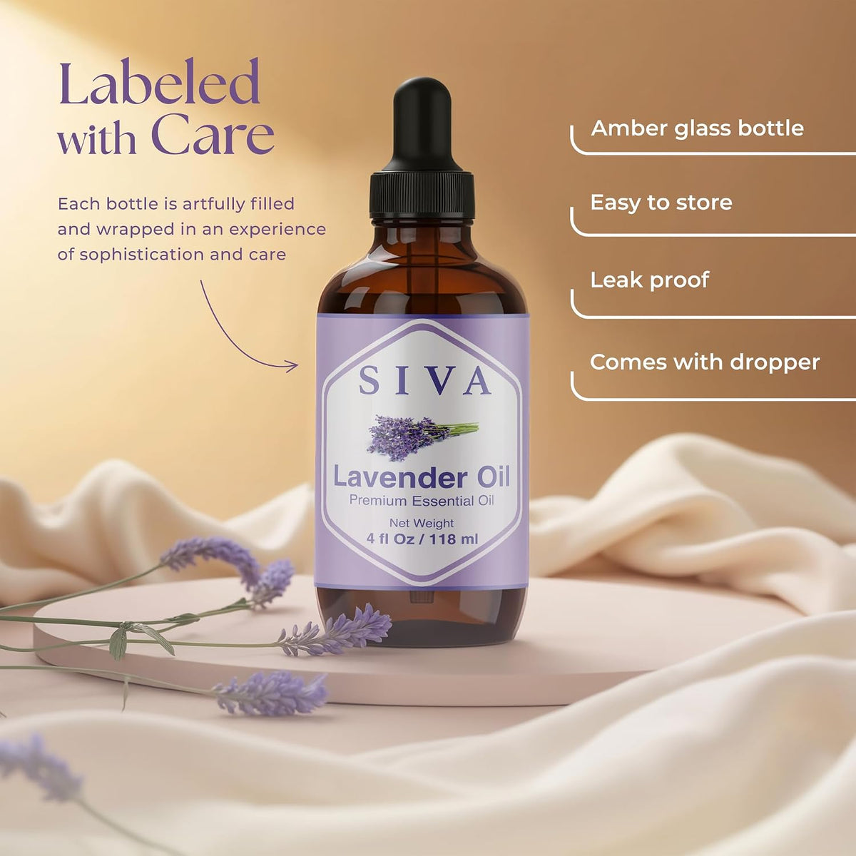 Siva Lavender Essential Oil, Huge Bottle, Large Size, 16 Fl Oz (473 ml)
