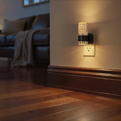 Briignite Night Lights Plug into Wall, Modern LED Night Light Plug in, Dusk to Dawn Sensor,Amber Night Light 0-100LM Adjustable Brightness, Dimmable NightLight for Hallway, Bedroom, Stairway, 2 Pack