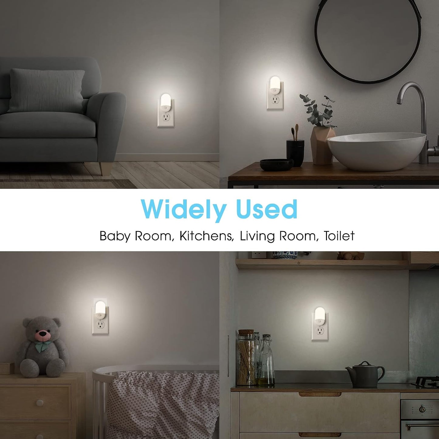 L LOHAS LED Amber Night Light, Night Lights Plug into Wall[2 Pack], 0.6W 2000K LED Night Light, Dusk to Dawn Sensor, 30/60LM Adjustable Brightness, Automatic Low Blue Nightlight for Kids, Bathroom