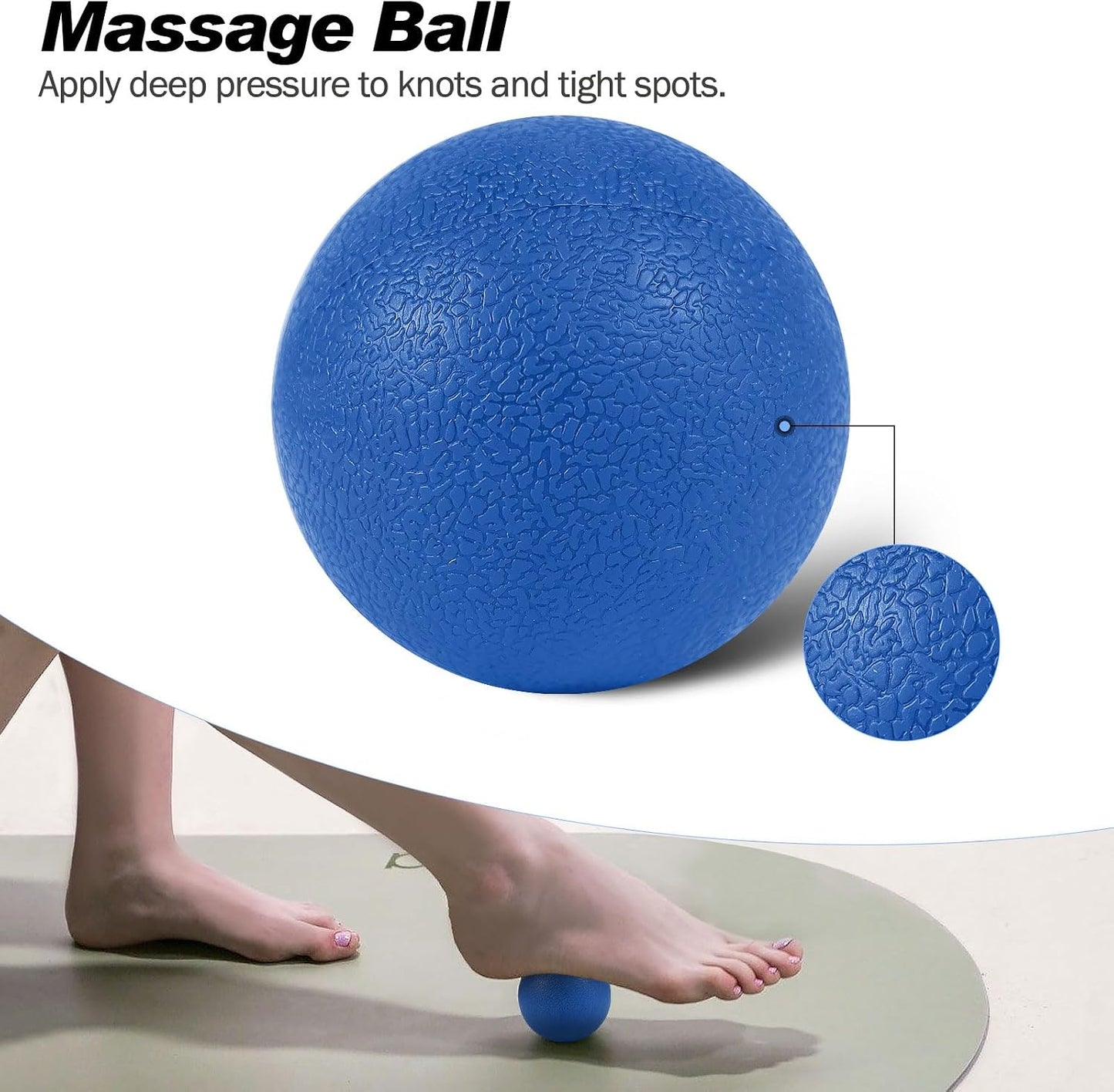 JOYENERGY 5 in 1 Foam Roller Set, Trigger Point Foam Roller Patented, Massage Roller Stick, Massage Ball, Stretching Strap for Deep Tissue Massager for Muscle Pilates Yoga Whole Body