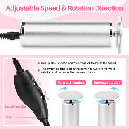 LIONVISON Electric Foot Callus Remover: Adjustable Speed Foot File for Cracked Heels - Working Women's Summer Pedicure Tool with 60pcs Sandpaper Discs - Dead Skin Remover for Dry Feet at-Home