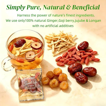 Eastrue Ginger Tea with Goji Berry,Jujube Dates,Longan-Chinese Herbal Tea