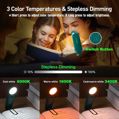 VAVOFO USB Rechargeable Book Light, Blue Light Blocking, Amber Clip-On Bookmark Shaped Reading Light, Eye Care 6 LEDs With 9 Lighting Modes for Bookworms (Grey)