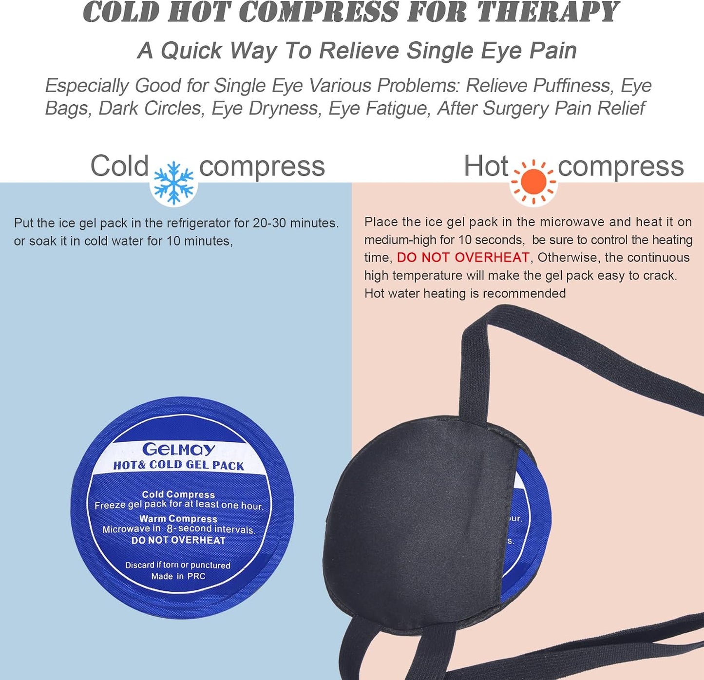 Cooling Eye Patches for Puffy Eyes, Pure Silk Ice Eye Patch, Single Eye Mask, Medical One Eye Cover Cold Hot Therapy Strabismus Lazy Eyes After Surgery Adult Kid Pirate Eyepatch (Pink-New)