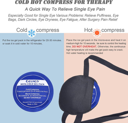 Cooling Eye Patches for Puffy Eyes, Pure Silk Ice Eye Patch, Single Eye Mask, Medical One Eye Cover Cold Hot Therapy Strabismus Lazy Eyes After Surgery Adult Kid Pirate Eyepatch (Pink-New)