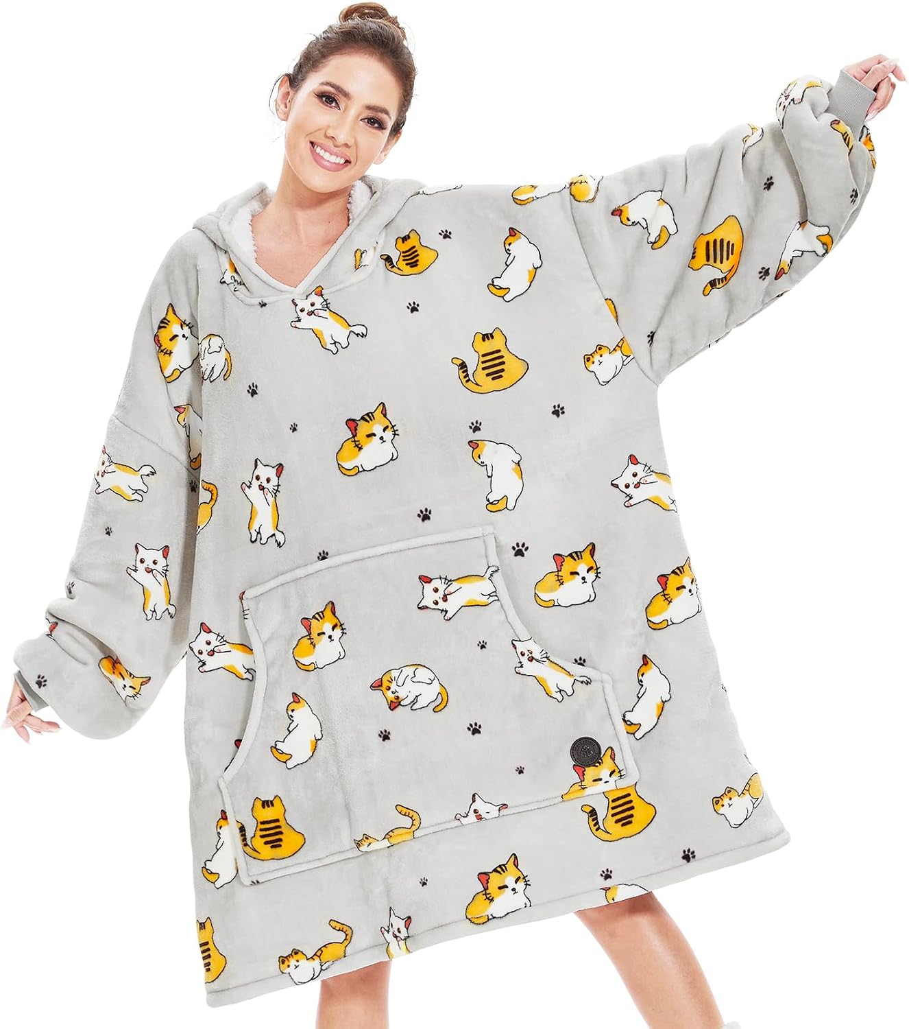 THREE POODLE Wearable Blanket Hoodie for Women, Oversized Sherpa Sweatshirt Blanket for Adults Men, Cozy Hooded Blankets, Gifts for Teen Girls Women Mom Sister