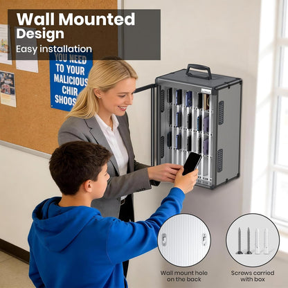 36 Slots Cell Phone Locker for Classroom, Portable Mobile Phone Storage Box with 【2 Different Size Slots】, Phone Lock Box Wall Mounted (Black)