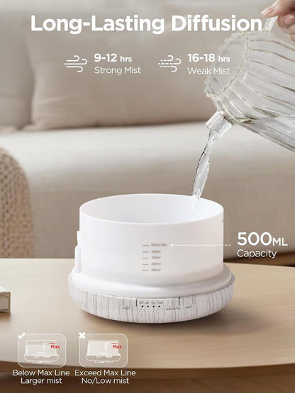 InnoGear Aromatherapy Diffuser & 10 Essential Oils Set, 500ml Essential Oil Diffuser with Remote Control Mother's Gift Ultrasonic Cool Mist Scent Humidifier Vaporizer Auto-Off Timer for Home, Yellow